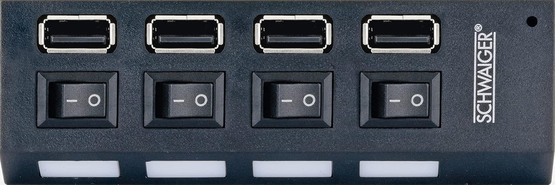SCHWAIGER UH4 013 USB Hub USB-Verteiler Leiste 4-Fach USB 2.0A HighSpeed 480 Mbit/s Steckerleiste LE