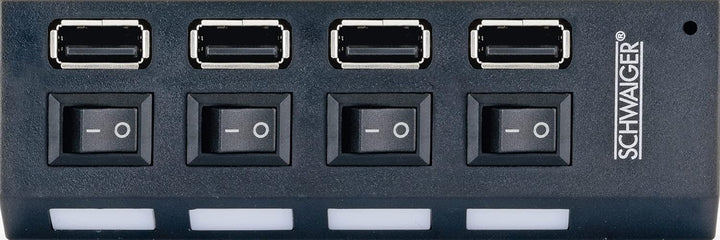 SCHWAIGER UH4 013 USB Hub USB-Verteiler Leiste 4-Fach USB 2.0A HighSpeed 480 Mbit/s Steckerleiste LE