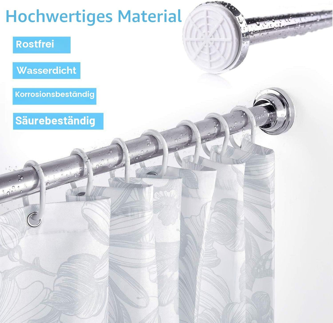 Duschvorhangstange, Edelstahl, ohne Bohren und Rost, rutschfest, verstellbare Spannfederstange, ausz