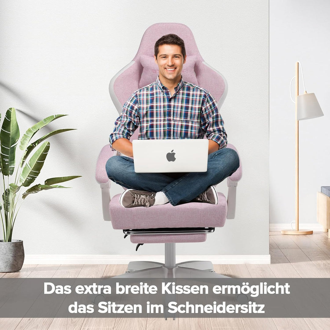 GTPLAYER Gaming Stuhl Ergonomischer Gaming Sessel Schreibtischstuhl mit Stoffoberfläche, Federsitzki