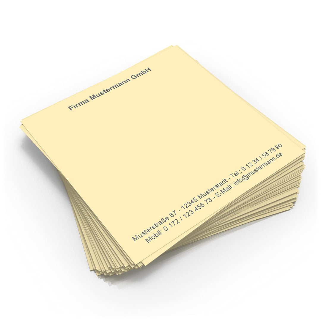 500 Notizzettel personalisiert in praktischer Zettelbox mit Stiftehalter 10 x 10 cm (chamois), chamo