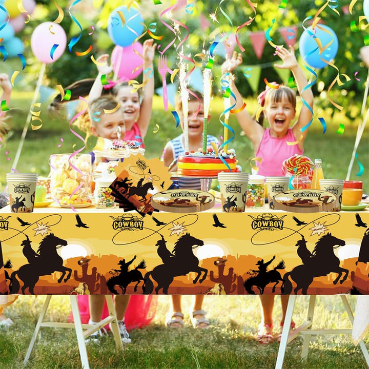 61 Stück Western Cowboy Geschirr - Kindergeburtstag Party dekorative Geschirr-Set - 20 Pappbecher 20