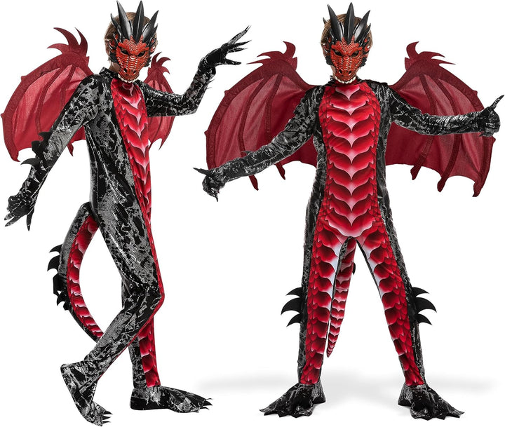 Spooktacular Creations Kind Jungen Drachenkostüm, Drachenflügel und Maske, Halloweenanzug Drachenanz