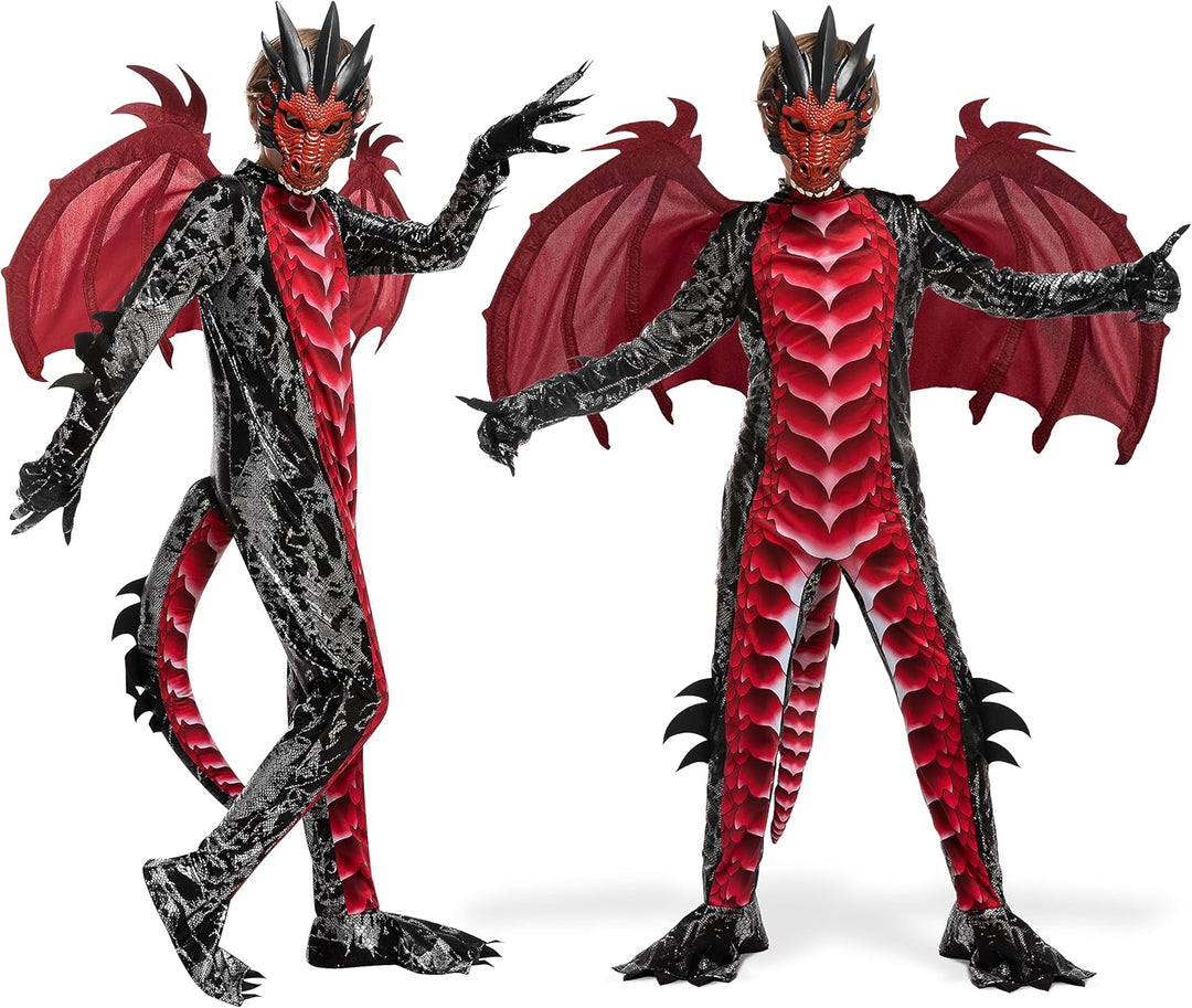 Spooktacular Creations Kind Jungen Drachenkostüm, Drachenflügel und Maske, Halloweenanzug Drachenanz