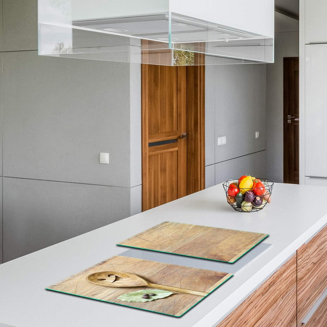 TMK | Herdabdeckplatten Set 2x40x52 cm Ceranfeld Abdeckung Glas Spritzschutz Abdeckplatte Glasplatte