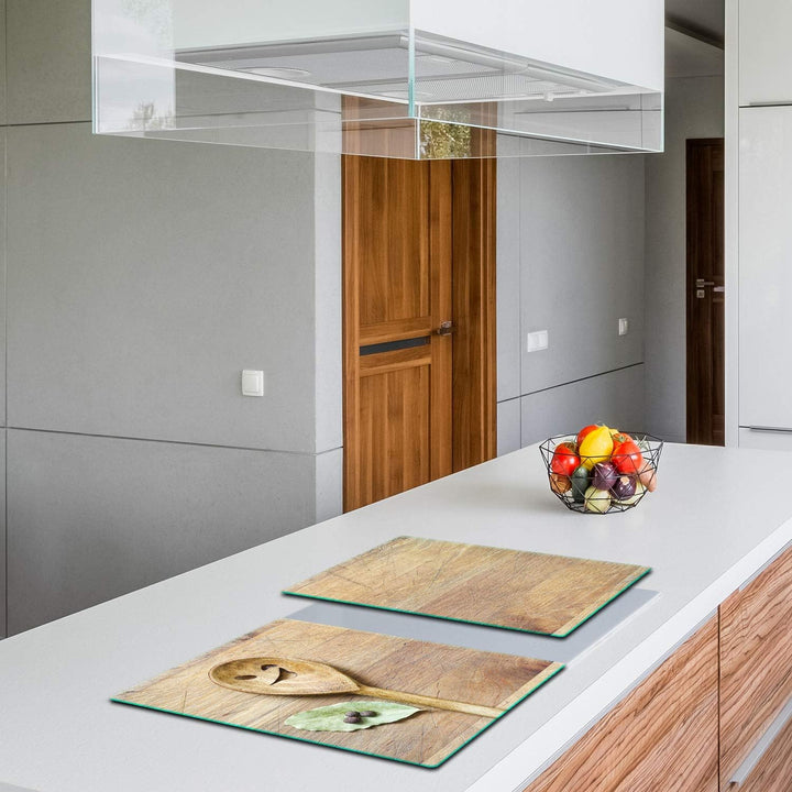 TMK | Herdabdeckplatten Set 2x40x52 cm Ceranfeld Abdeckung Glas Spritzschutz Abdeckplatte Glasplatte