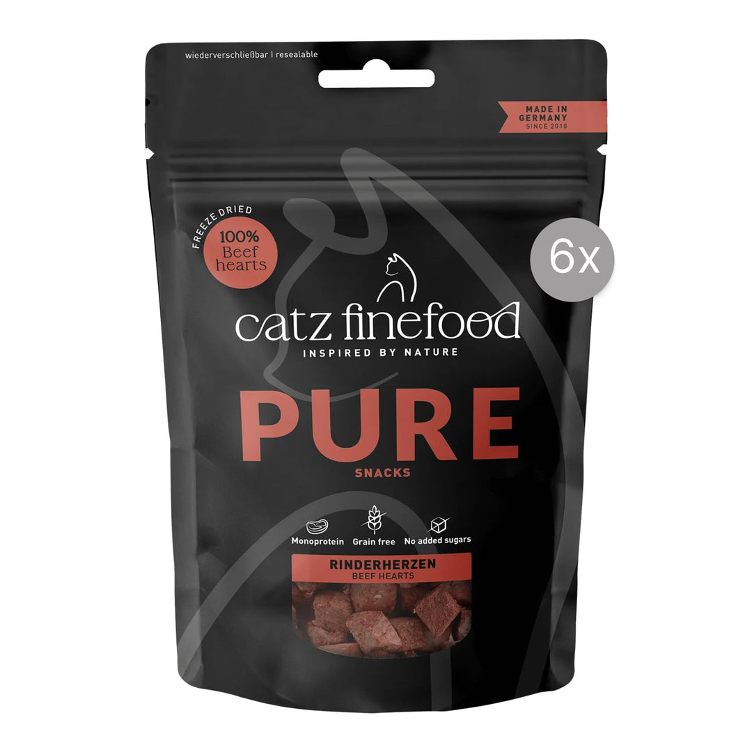 Catz finefood Purrrrly No. 105 Rinderherzen, gefriergetrockneter Katzensnack/ Katzenleckerli, 6er Pa