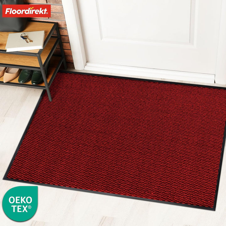 Floordirekt Premium Fussmatte für Eingangsbereich, 80x120cm Rot, Schmutzfangmatte für Innen und Auss