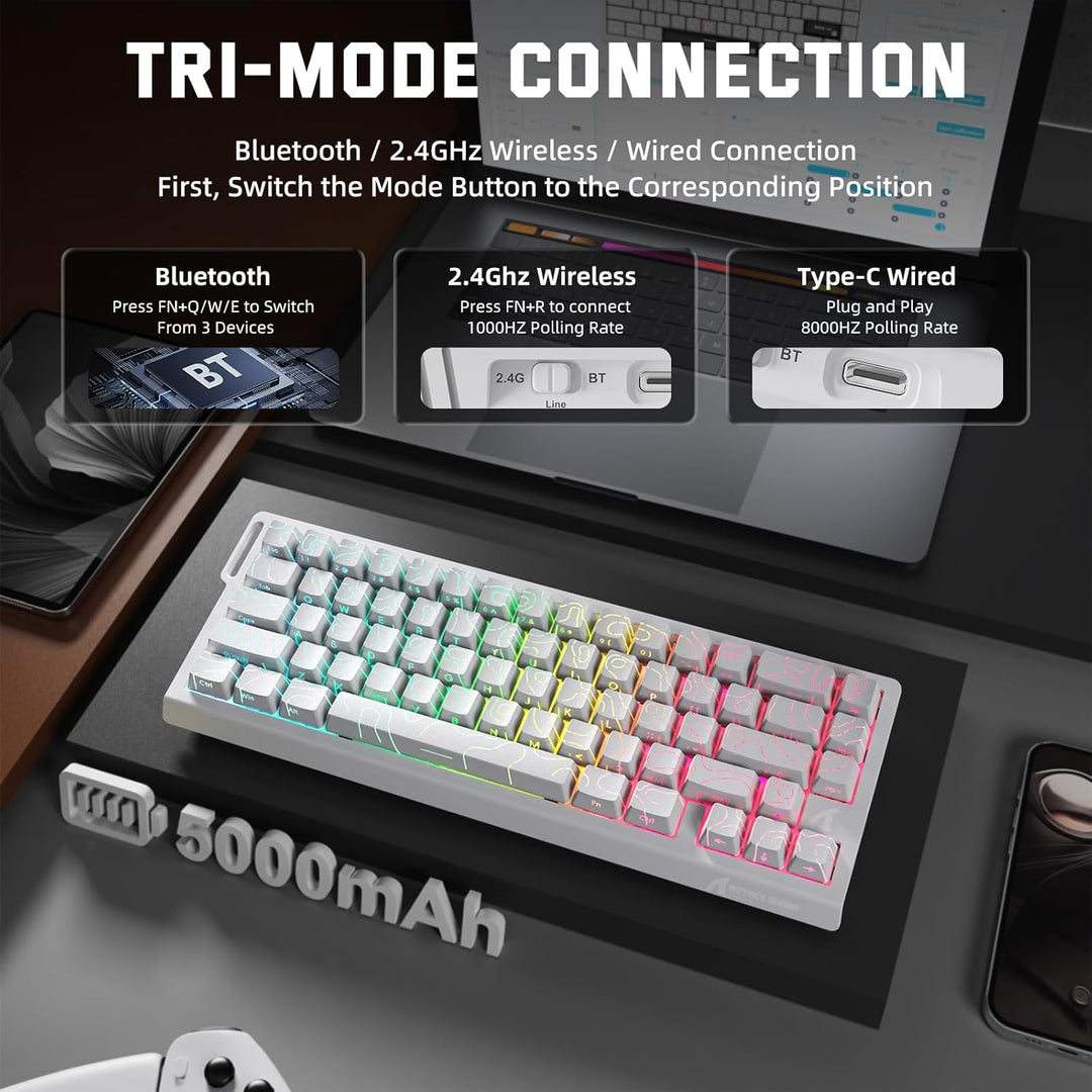 ATTACK SHARK 3-in-1 Kabellose X68PRO HE-Tastatur&X11-Gaming-Maus&Spiral-C01PRO-Kombination,BT/2,4G/W
