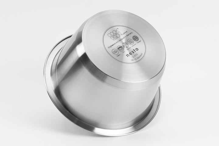 nesto stapelbares Topfset 14-tlg. Blau, 5 Edelstahltöpfe induktions-, backofen- und spülmaschinengee