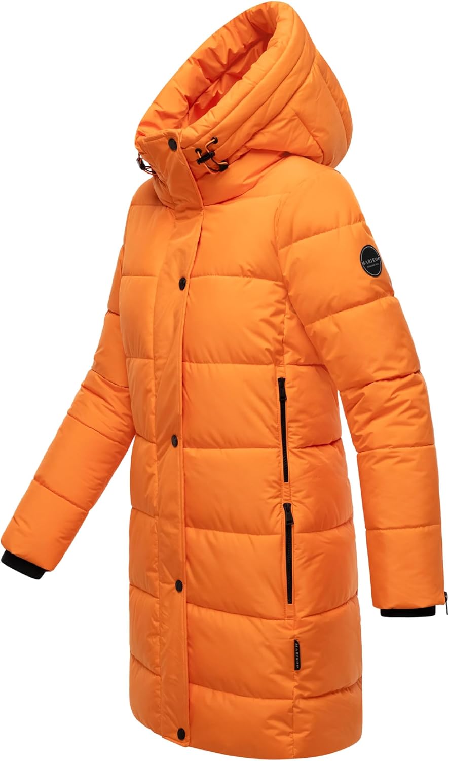 MARIKOO Damen Wintermantel warmer Steppmantel lang mit Kapuze und hohem Kragen Karumikoo XVI XS-5XL