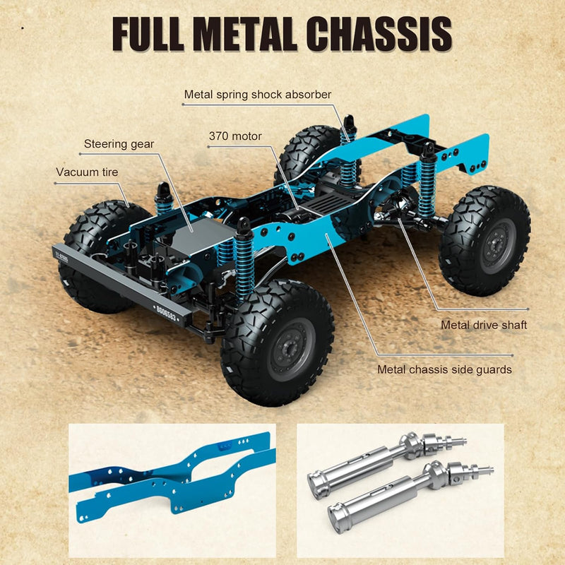 fisca RC Truck 1/12 RC Rock Crawler 4x4, 2.4GHz 4WD Fernsteuerung Crawler Fahrzeug Off-Road Pick-up