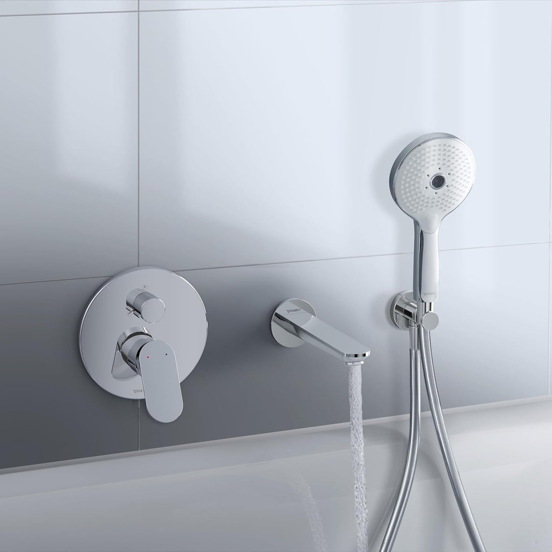 Duravit Wave Wanneneinlauf, Badewanneneinlauf mit runder Wandabdeckung, Zulauf Badewanne, Chrom, Chr