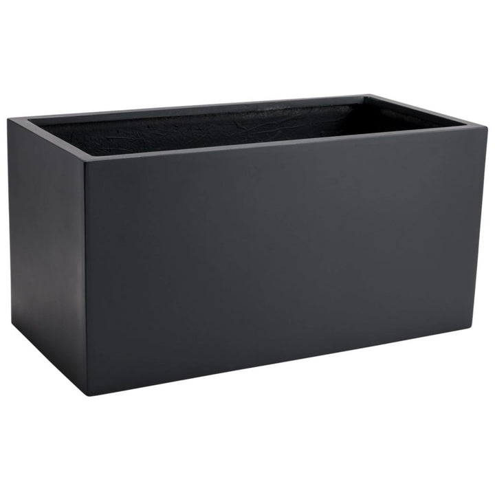 VIVANNO Maxi Pflanztrog, Fiberglas Pflanzgefäss, Rechteckig, Anthrazit, 30x60x30 cm - Robust für Aus