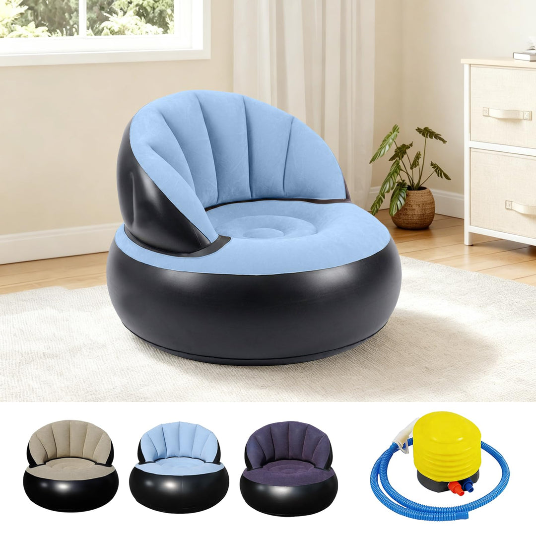Aufblasbares Sofa Sessel mit Pumpe, Faltbarer Luftsessel für Innen & Aussen, Bequeme Aufblasbare Cou
