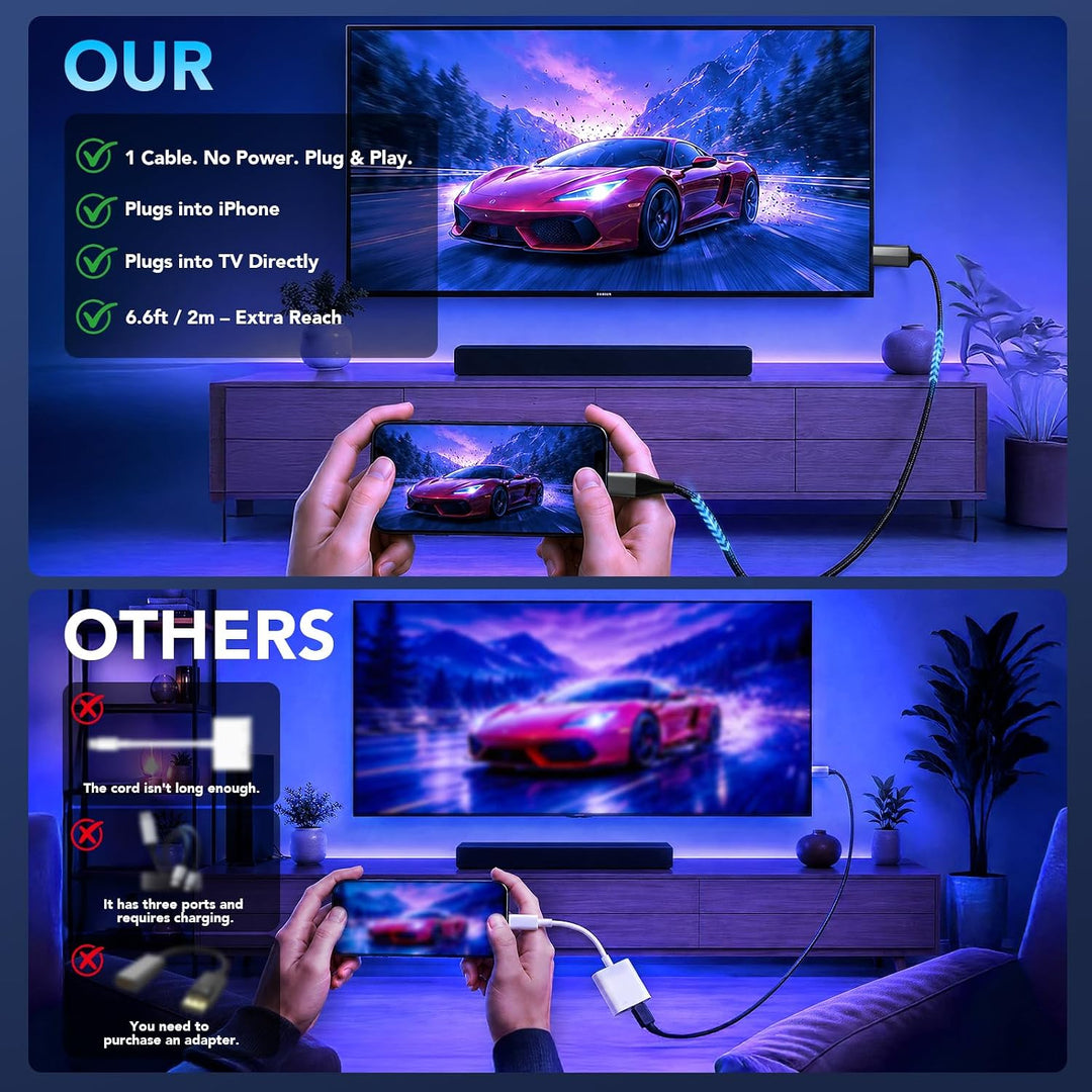 HDMI-Kabel für iPhone, HDMI-Konverter-Kabel, zur Übertragung von i-Phone, i-Pad oder i-Pod auf TV, H