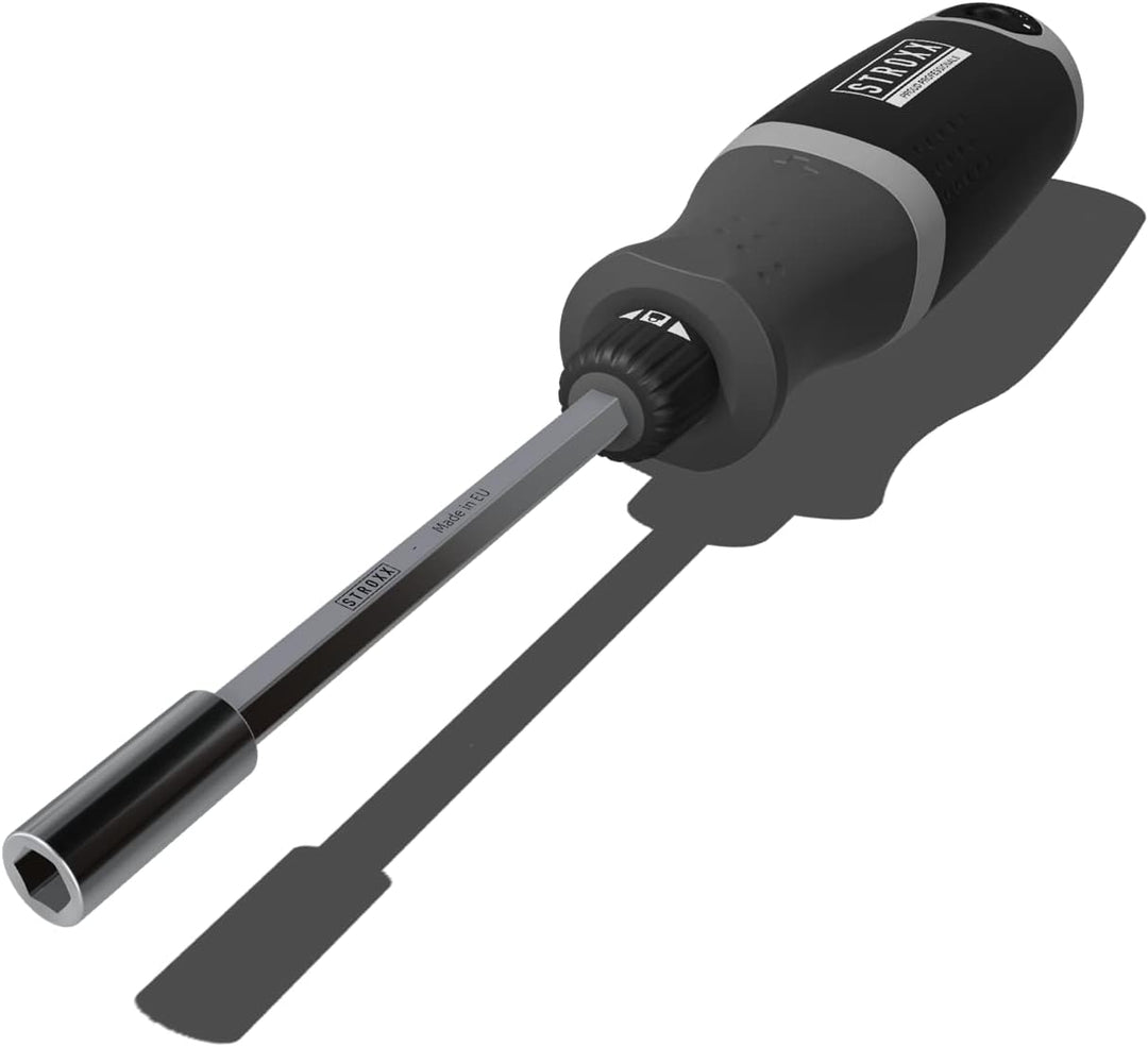 STROXX® Schraubendreher mit Drive-Funktion | inkl. 12 Bits | 2-Komponentengriff | Innovative Ratsche