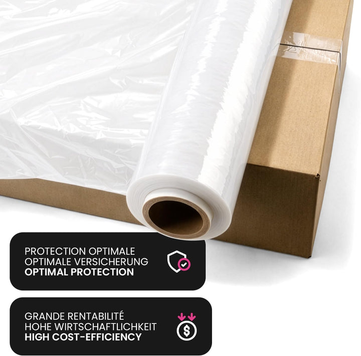 Netuno 1x weisse Stretchfolie 23my 500 mm 2,5 kg transparente Folie Polyethylen Folie Cast-Film Weis