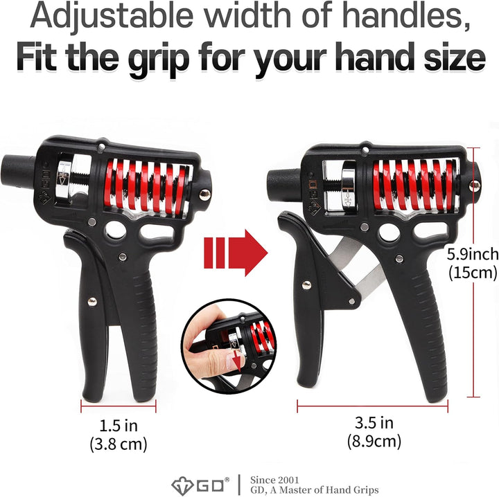 GD Hand Grip Strengthener (Premium Adjustable Hand Grips for Strength Training) Wrist and Forearm Tr