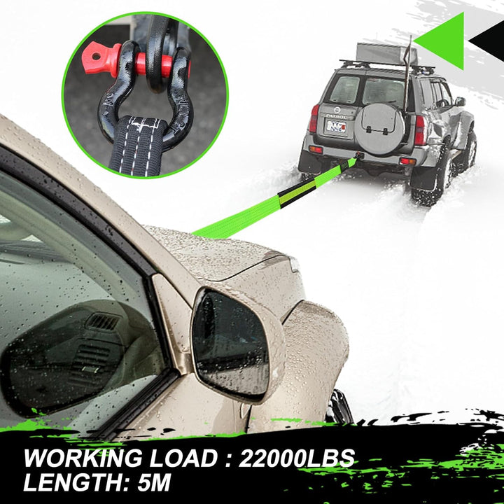 MAIKEHIGH Abschleppseil 5M x 5cm, 10 Tonnen (22,000 Lbs) Tow Rope Kit Für Off-Road Recovery mit 2 Ve