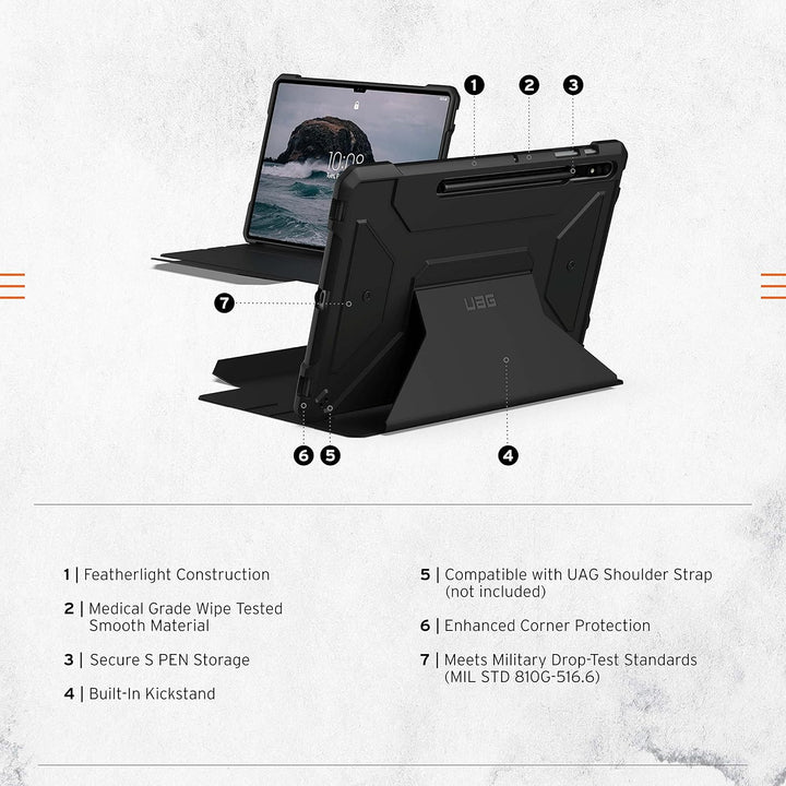 Urban Armor Gear Metropolis SE Case für Samsung Galaxy Tab S8+ (Plus) / Tab S7+ (Plus) (LTE + Wi-Fi)