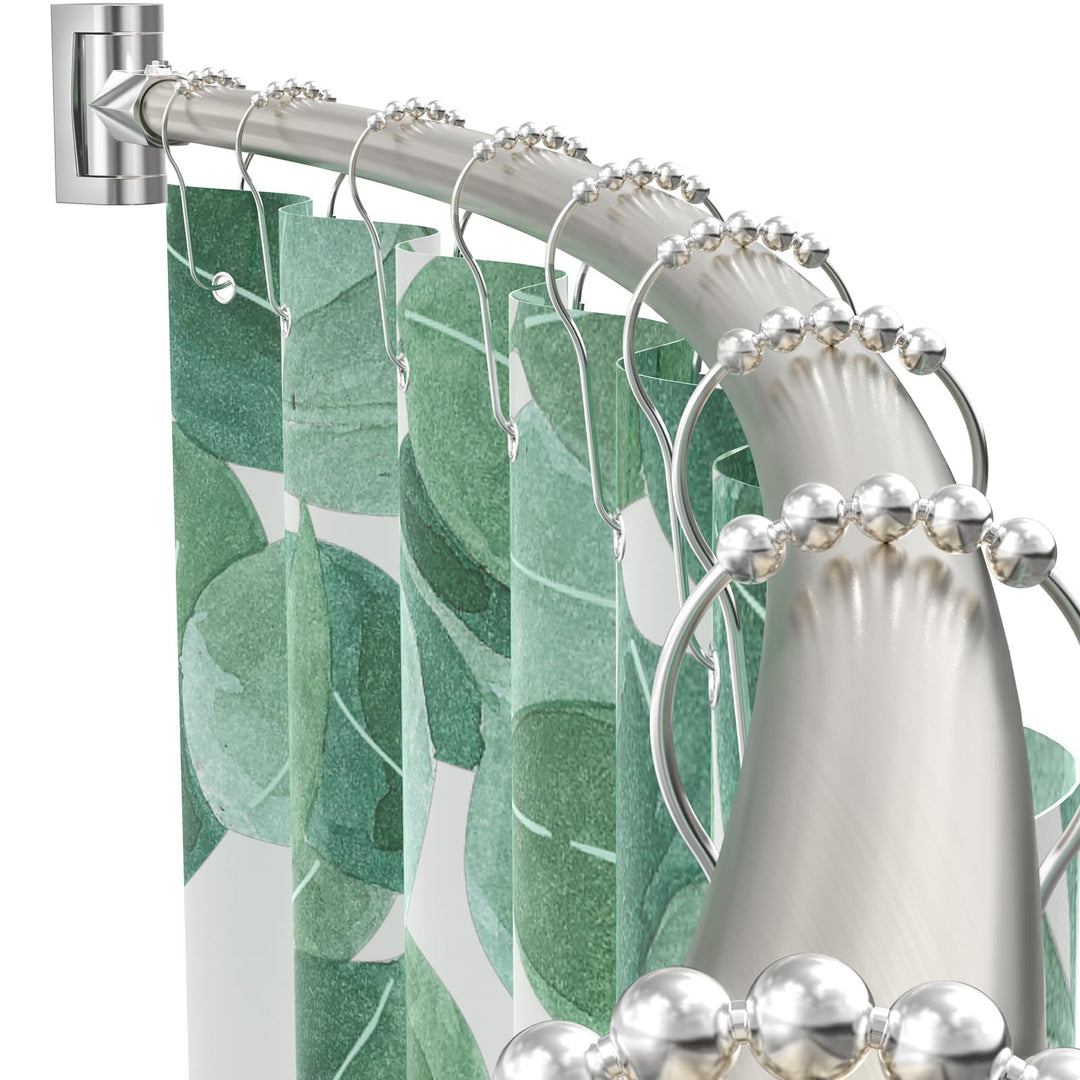 PrettyHome verstellbare gebogene Duschvorhangstange, rostfrei, erweiterbar, Aluminium, Metall, Dusch