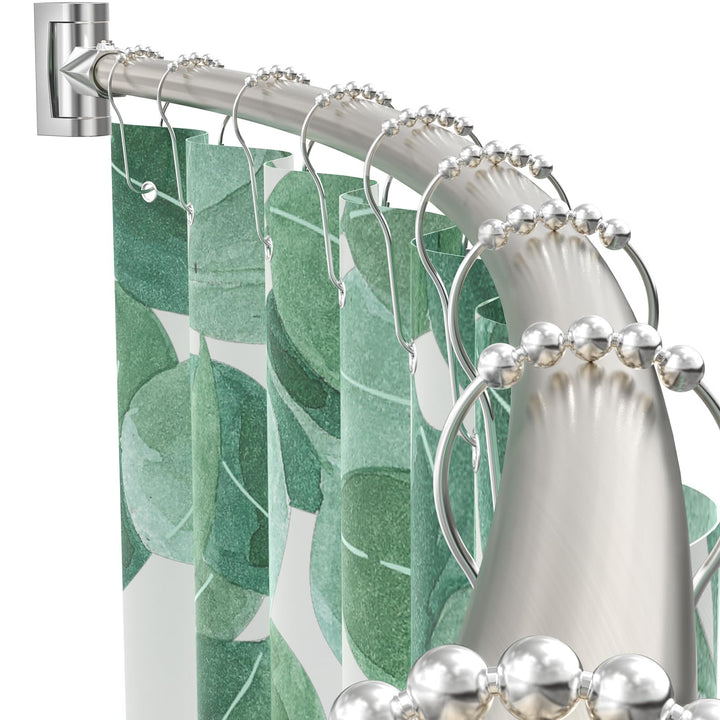 PrettyHome verstellbare gebogene Duschvorhangstange, rostfrei, erweiterbar, Aluminium, Metall, Dusch