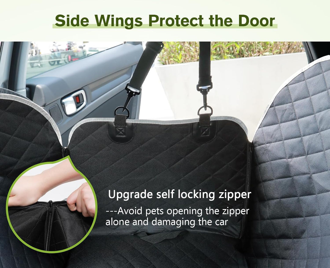 pecute Hundedecke Auto Rückbank mit Seitenschutz, Universale Autoschondecke Hund Rücksitz mit Sichtf