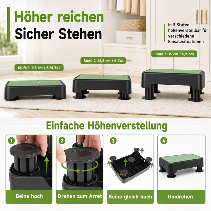 rutschfest Halbstufe, Nachleuchtende Trittstufe 3-Stufig Höhenverstellbarer Trittstufe Tragbare Trit