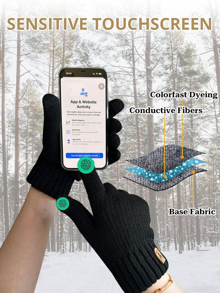 Winterhandschuhe für Damen Herren Touchscreen Thermohandschuhe mit Warme Fleecefutter für Kaltes Wet
