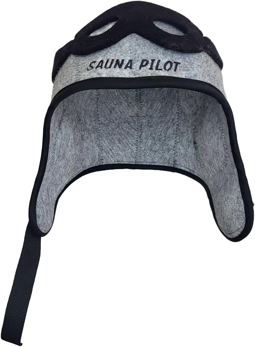 REMOwool Saunahut aus 100% Wollfilz, Pilotenhelm, Bikerhelm, bestickt, um Ihren Kopf vor Hitze zu sc