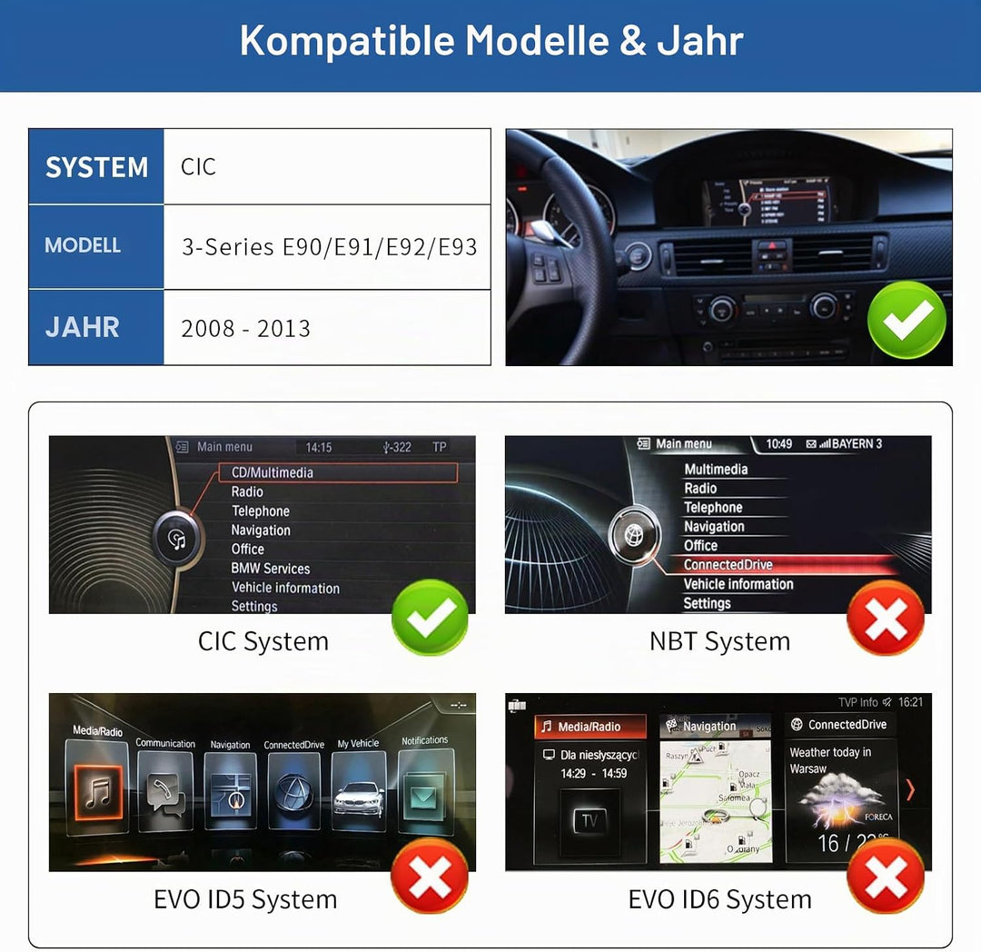Road Top 12,3 Zoll Ultraschmaler Autoradio Carplay für BMW 3er CIC | für BMW 3er E90/E91/E92/E93 200