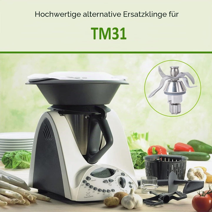 Poweka TM31 Messer Kompatibel mit Vorwerk Thermomix TM31 Küchenmaschine aus Edelstahl mit Dichtring,