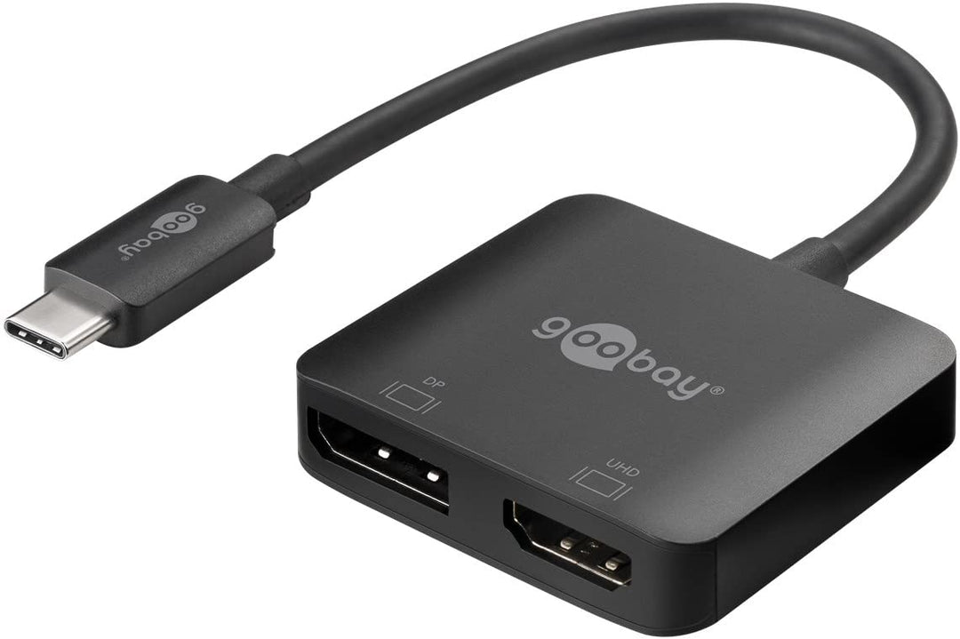 Goobay 60172 Adapter USB-C auf HDMI & DisplayPort für die Erweiterung auf 2 Monitore gleichzeitig/Mu