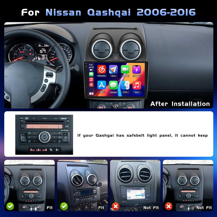 Hikity 4+64G 9" Android Autoradio für Nissan Qashqai J10 2006-2016 | Incell Touchscreen Wireless Car