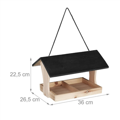 Relaxdays Vogelfutterhaus Holz, hängend, gross, Garten, Vogelfutterspender Kleinvögel, HxBxT 22,5 x