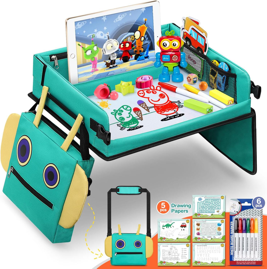Joujou 2 In 1 Kinder Reisetisch, Roboter-Rucksack Abnehmbarer Multifunktionaler, Auto Kinder Knietab
