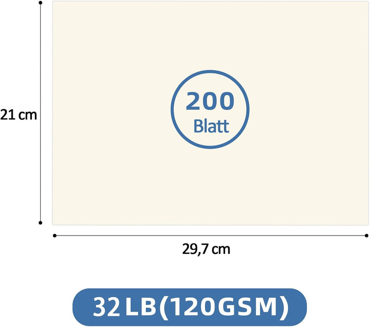 200 x Druckerpapier Elfenbein Din A4 Papier 120g, 210 x 297 mm Elfenbein Papier Ivory Creme Papier z