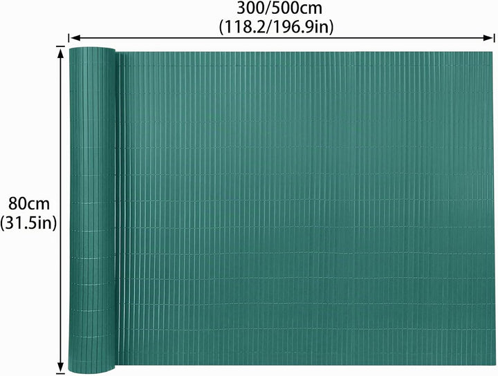 PVC Sichtschutzmatte Sichtschutzzaun 80x300CM, Grün, Outdoor Sichtschutz mit verstärkten Lamellen, Z
