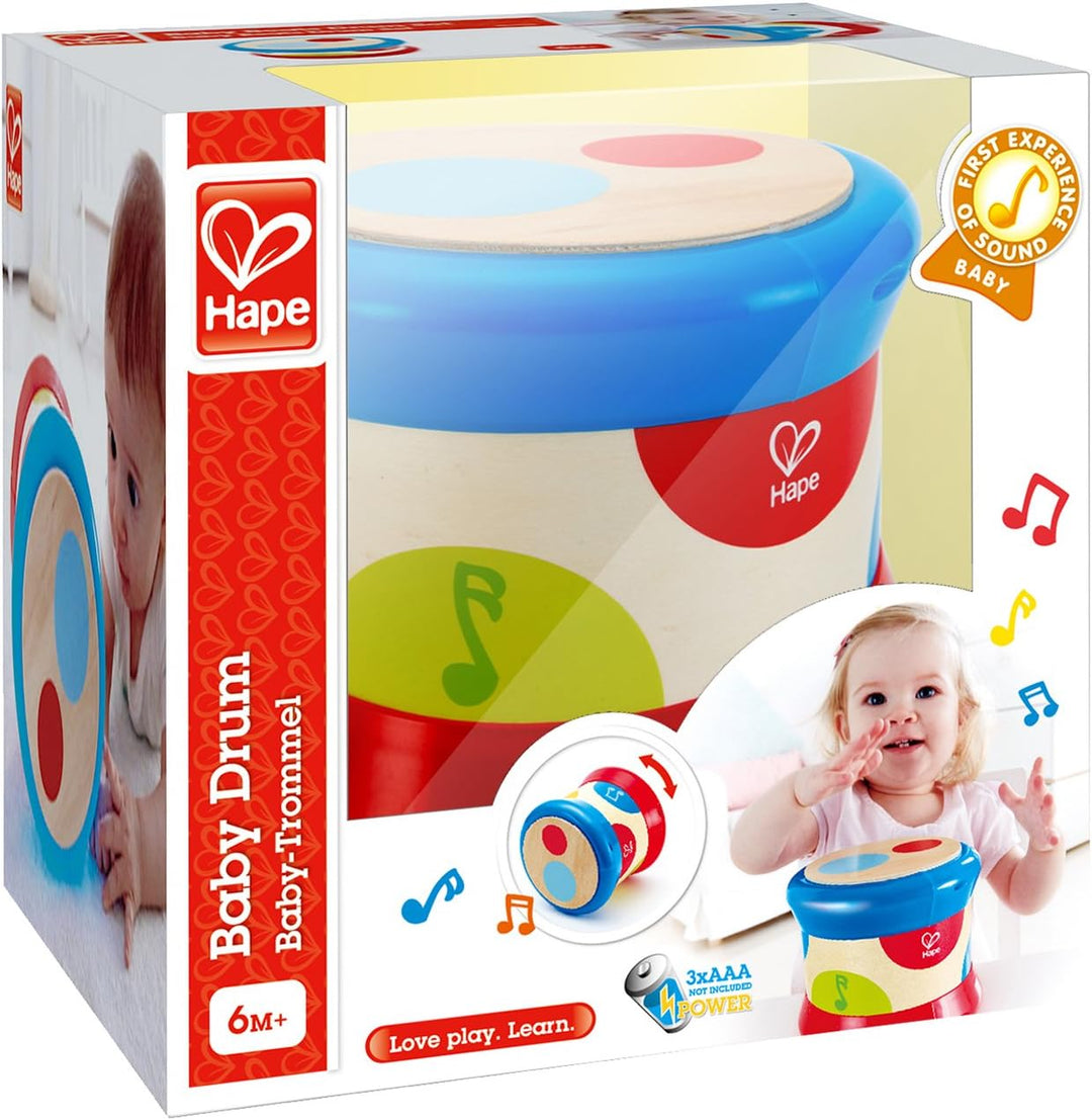 Hape E1810 - Motorikwürfel Kleine Tierchen, aus Holz, ab 12 Monate & E0333 Baby-Trommel