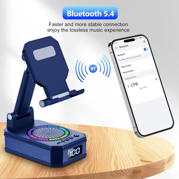 Bluetooth Lautscher, Mama, 4-in-1 Musikbox Bluetooth mit 7 LED-Farben und Handyhalterung, Lange Akku
