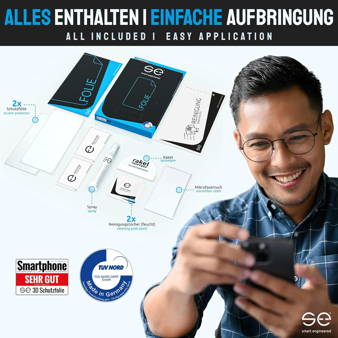 2x se® 3D SCHUTZFOLIE Transparent für Samsung Galaxy S21 Plus,Selbstheilend, 100% Fingerabdruck & Fa