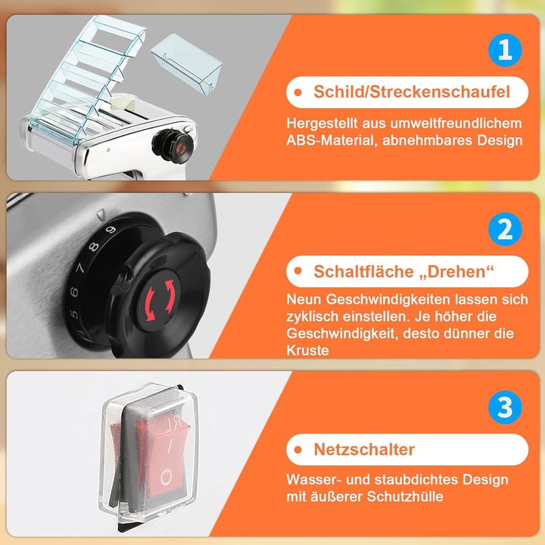 Elektrische Nudelmaschine, 135W pastamaker aus Edelstahl, geeignet für die Herstellung von Spaghetti