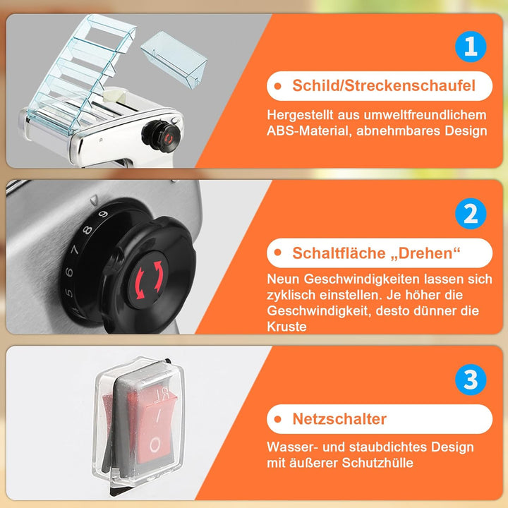 Elektrische Nudelmaschine, 135W pastamaker aus Edelstahl, geeignet für die Herstellung von Spaghetti