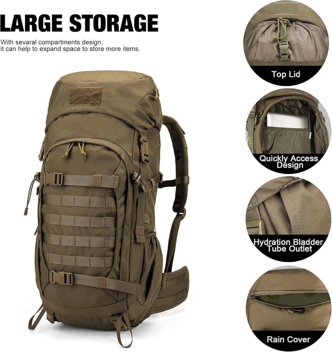 Mardingtop 50/60 Liter Erwachsene Taktischer Trekkingrucksacke Rucksack Outdoor Wanderrucksäcke Khak