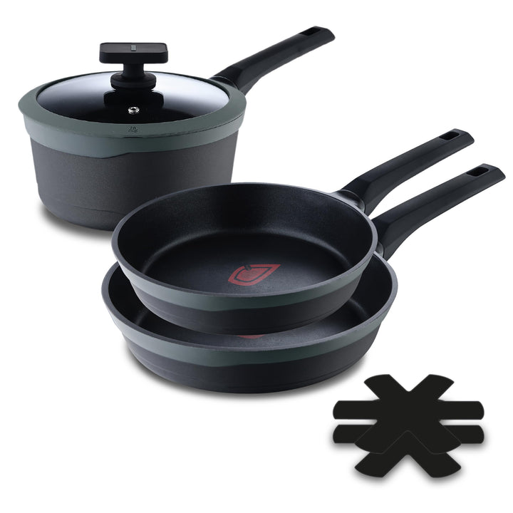MasterPRO Gastro Reeco | 5er-Set | 3 x 20, 24 und 28 cm antihaftbeschichtete Bratpfannen und 16 cm S