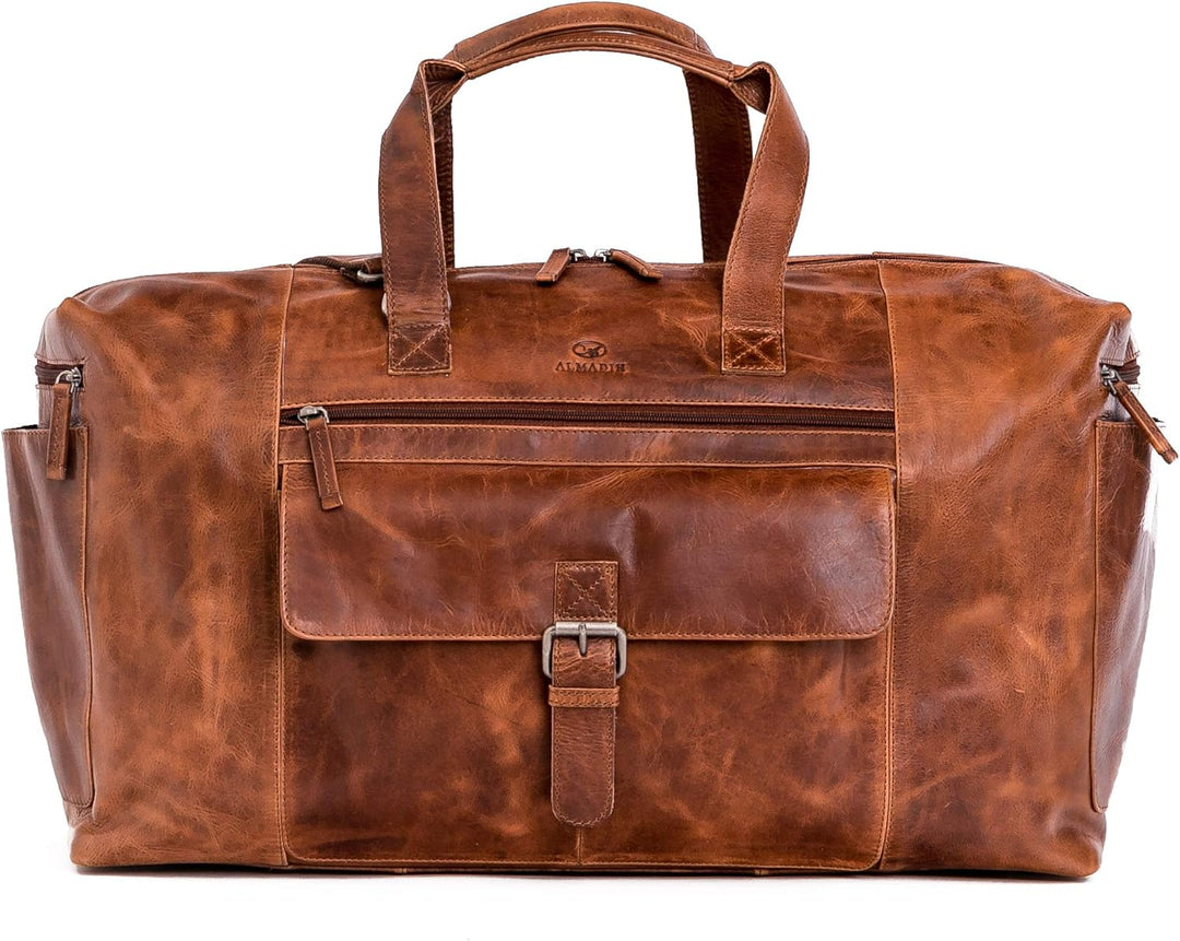 ALMADIH XL Leder Reisetasche Sporttasche Aiko Weekender Handgepäck aus Premium Rindsleder Freizeit G