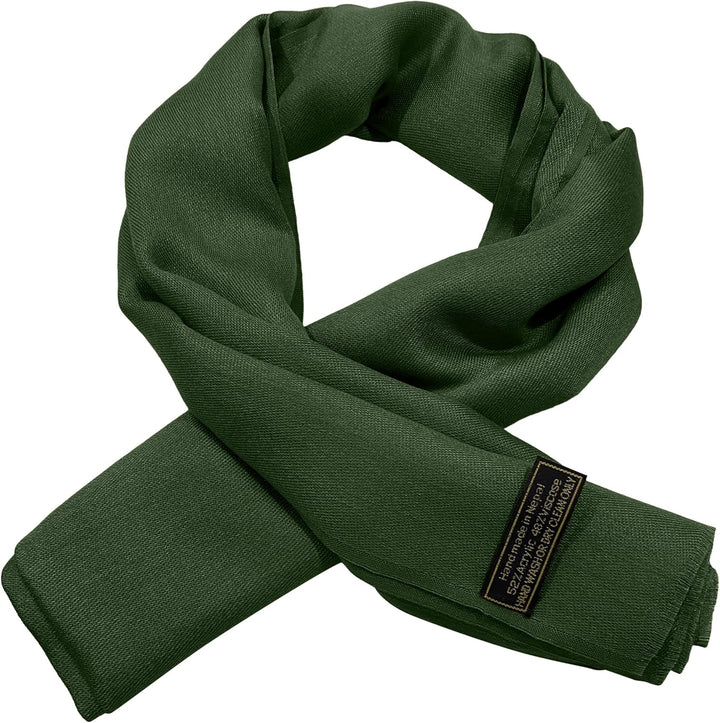 CJ Apparel Damen Handgefertigter nepalesischer Fransenschal Pashmina-Schal Einheitsgrösse Dunkelgrün