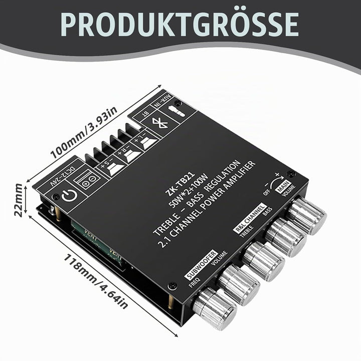 2x50W + 100W Bluetooth Verstärker Modul Hifi Stereo - 2.1 Audio Amplifier Board TPA3116D2, 2.1 Verst