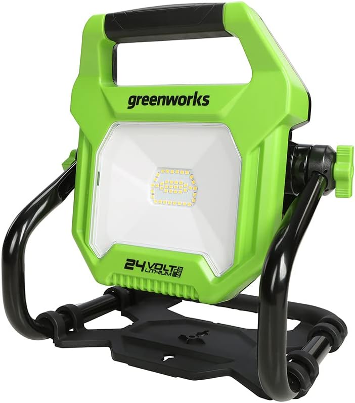 Greenworks G24WL Akku Arbeitsleuchte mit Haken zum Aufhängen, AC/DC-Hybrid, AC-Netzkabel oder tragba